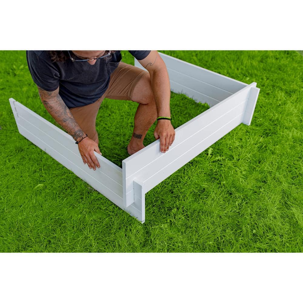 Classic Hudson 48" White Vinyl Raised Garden Bed