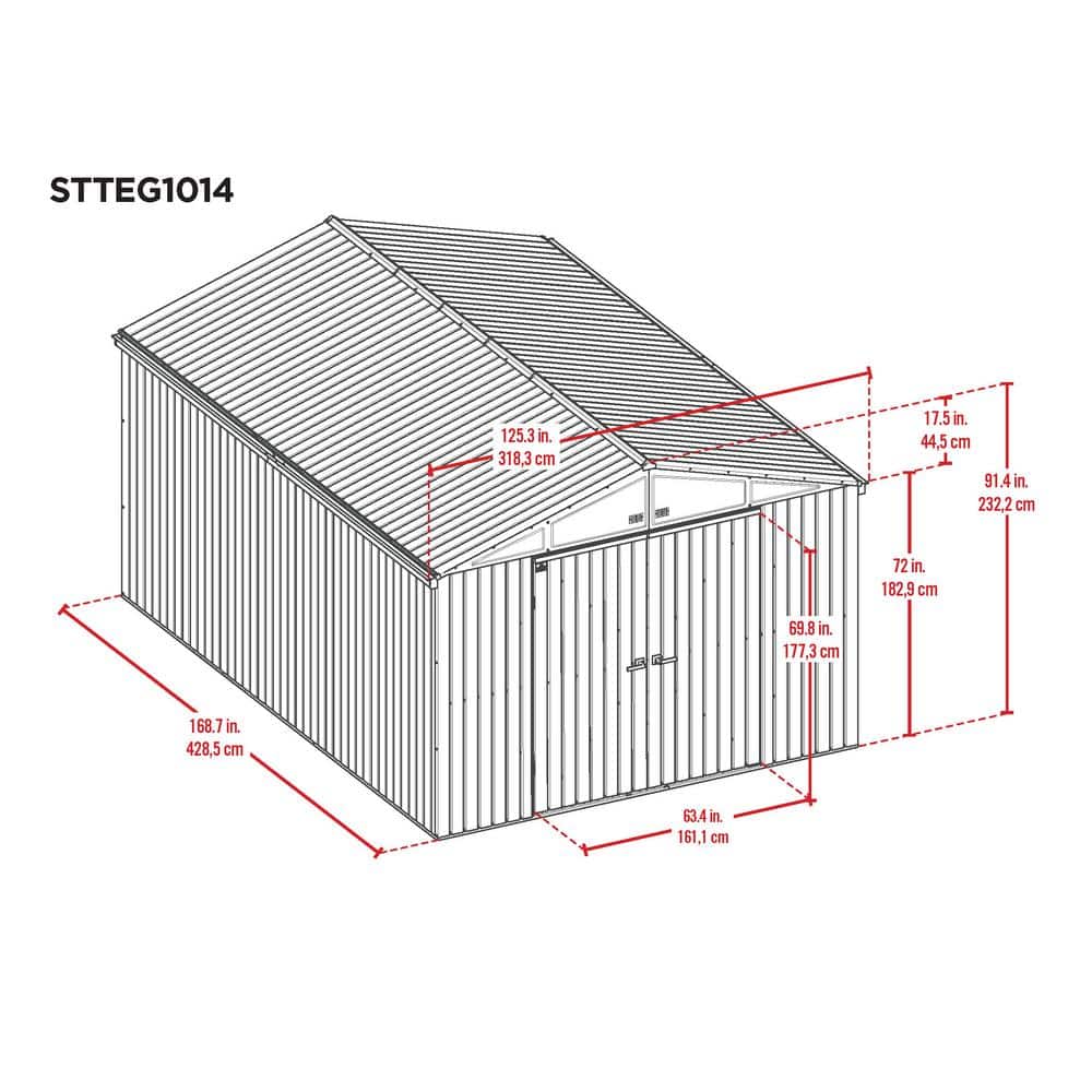 Green 10x14 Steel Lawn Care Storage Shed Kit