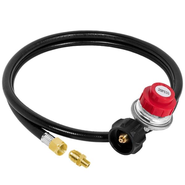 SHINESTAR 0-20 PSI Adjustable Propane Regulator and 5 ft. Gas Burner Hose Replacement Conversion Kits with Brass Adapter
