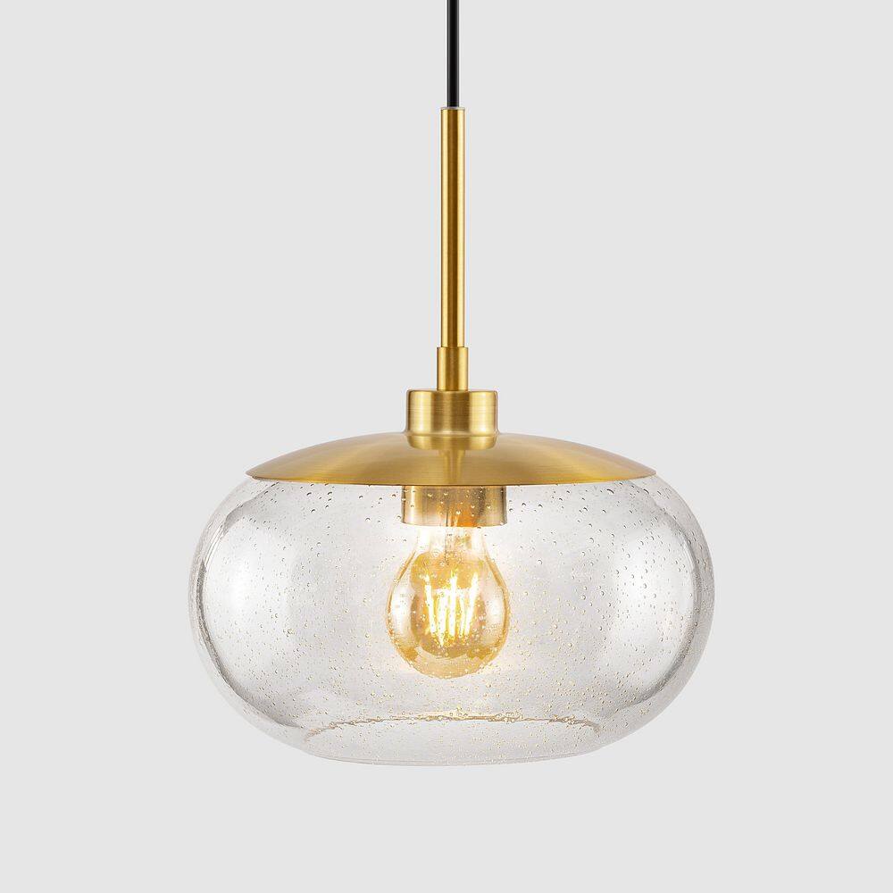 Gold Seedy Glass Globe Pendant with Brass Finish