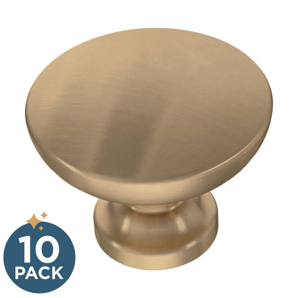 10-Pack Flat Round 1-3/16 in. (30 mm) Modern Champagne Bronze Cabinet Knobs