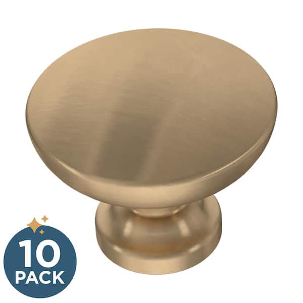 10-Pack Flat Round 1-3/16 in. (30 mm) Modern Champagne Bronze Cabinet Knobs