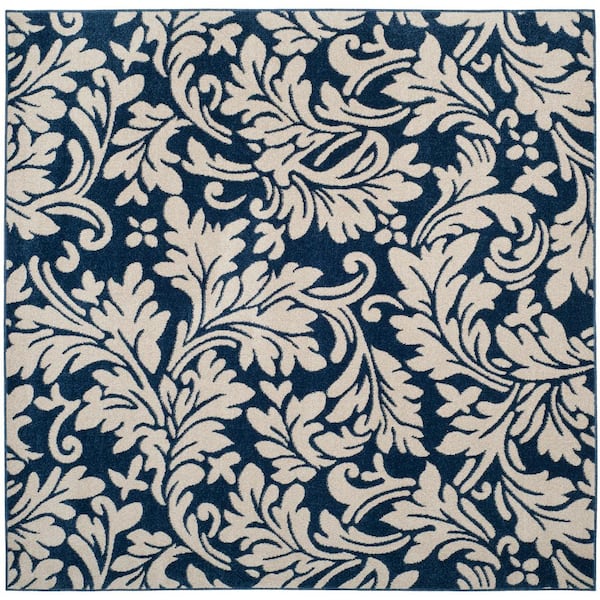 SAFAVIEH Amherst Navy/Ivory 7 ft. x 7 ft. Square Border Area Rug