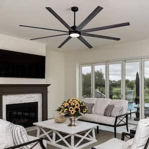 84 in. Indoor Black Industrial Large Ceiling Fans with Lights and Remote Dimmable