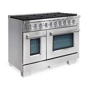 BOLD 48 IN, 8 Burner Freestanding Double Oven Gas Range with Gas Stove and Gas Oven in. Stainless steel