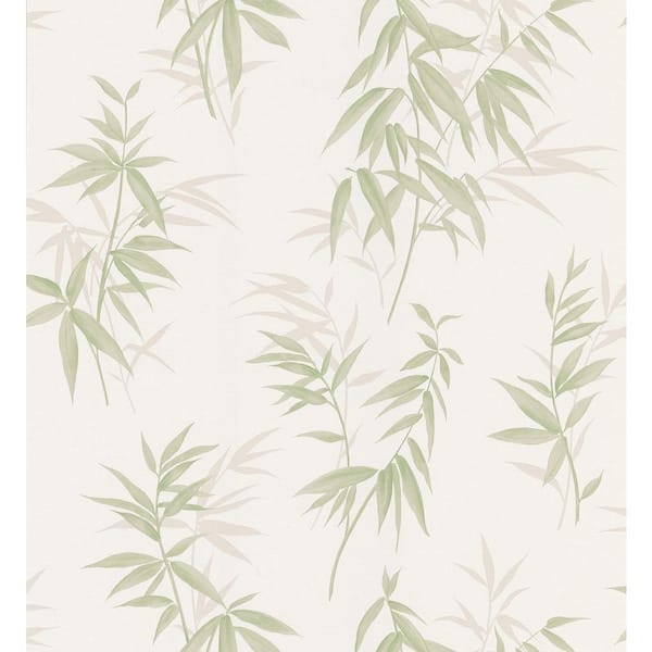 Brewster Bamboo Shoot Light Green Leaves Vinyl Peelable Roll Wallpaper (Covers 56.4 sq. ft.)