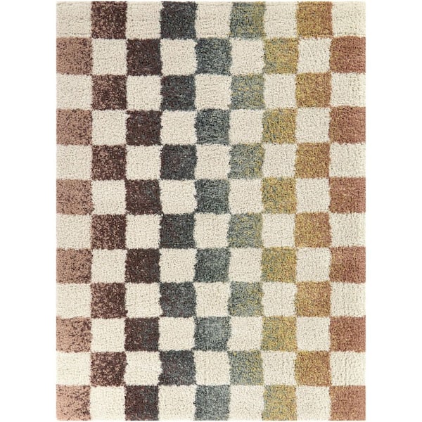 Baruch Cream 5 ft. 3 in. x 7 ft. Checkered Area Rug