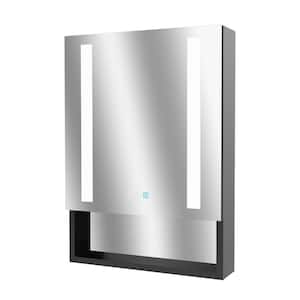 20 in. W x 28 in. H Surface/Recessed-Mount Rectangular Aluminum Medicine Cabinet with Mirror and External Shelf