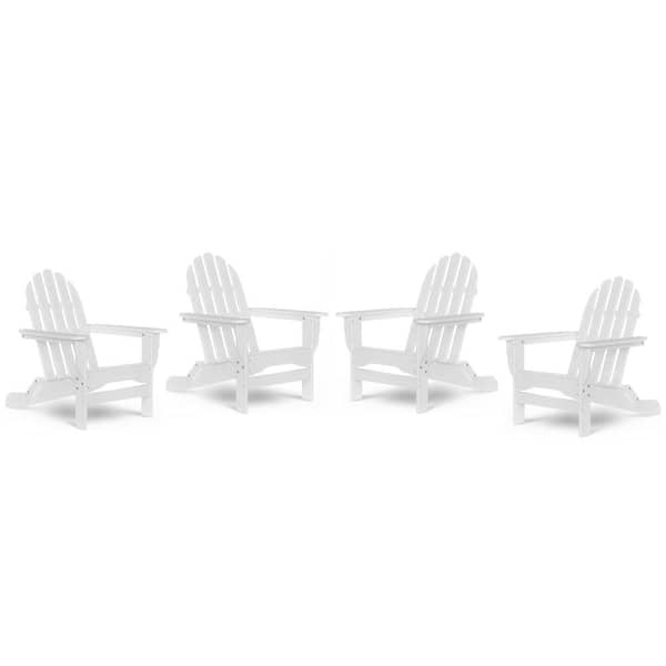 DUROGREEN Icon White Recycled Plastic Adirondack Chair (4-Pack)