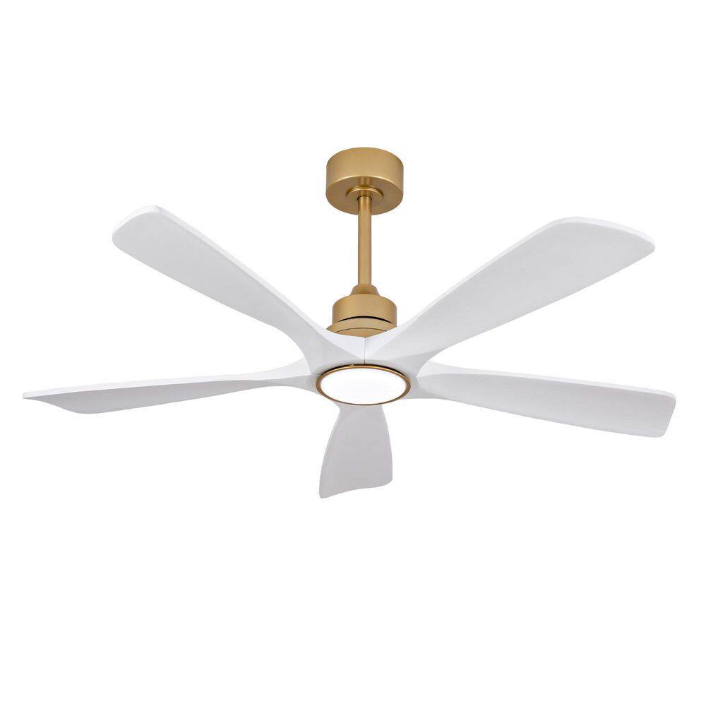 52 in. Gold Ceiling Fan with White Blades, Remote, LED Light, Reversible Quiet DC Motor, Downrod Mount price history on PriceWatchPro