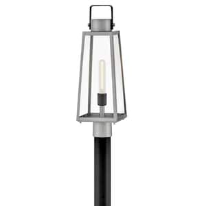 Hugh 1-Light Brushed Nickel Aluminum Weather Resistant Outdoor Post Light with No Bulbs Included