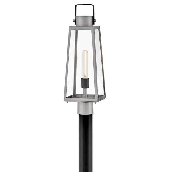 LARK Hugh 1-Light Brushed Nickel Aluminum Weather Resistant Outdoor Post Light with No Bulbs Included