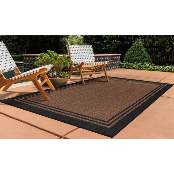 Beverly Rug 4 X 6 Gold Black Waikiki Modern Bordered Indoor Outdoor Area Rug  HD-WKK20453-4X6 - The Home Depot