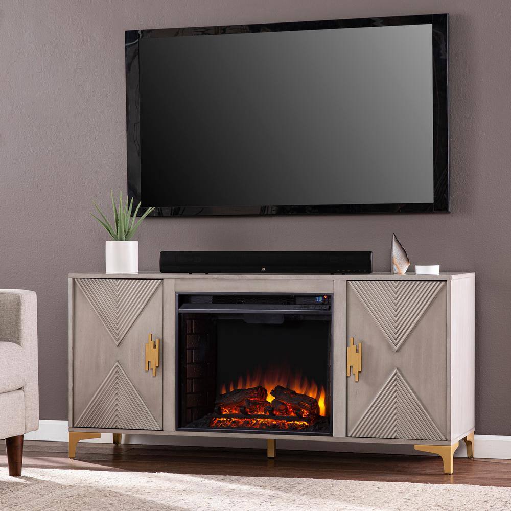 Southern Enterprises Breah 23 in. Electric Fireplace in Gray HD053837