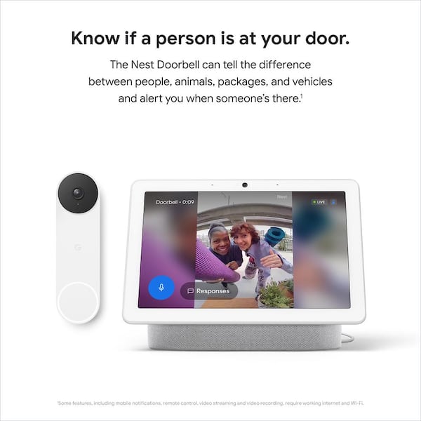 Google Nest Doorbell (Battery) - Smart Wi-Fi Video Doorbell Camera - Snow  GA01318-US - The Home Depot