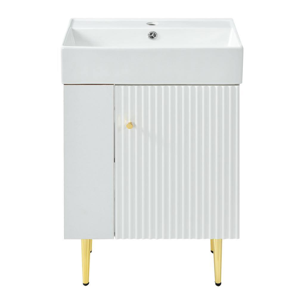21.6 in. W x 12.2 in. D x 33.9 in. H Sink Freestanding Bath Vanity Storage 