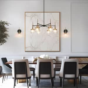 Modern 6-Light Black and Brass Island Chandelier for Living Room with no bulbs included