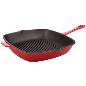 Neo 11 in. Cast Iron Grill Pan in Red