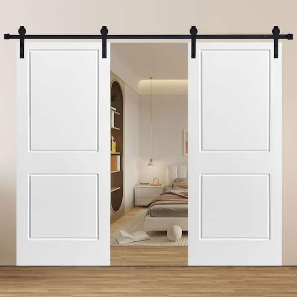 AIOPOP HOME Double Modern 2-Panel 36 in. x 84 in. MDF White Barn