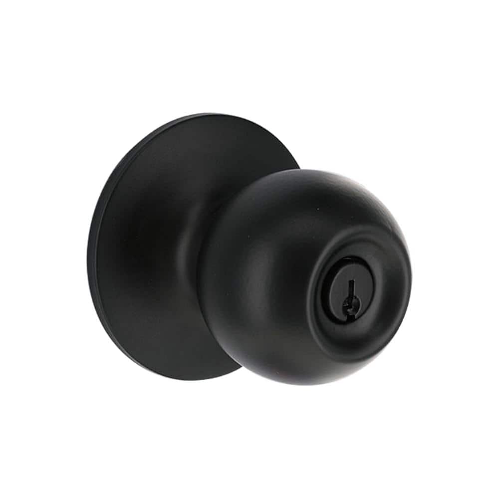 Saturn Matte Black Keyed Entry Door Knob