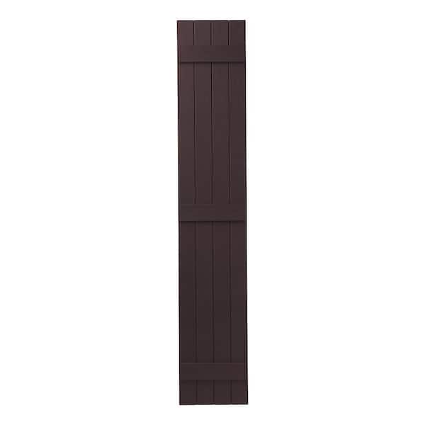 Ply Gem 15 in. x 71 in. Polypropylene 4-Board Closed Board and Batten Shutters Pair in Winestone