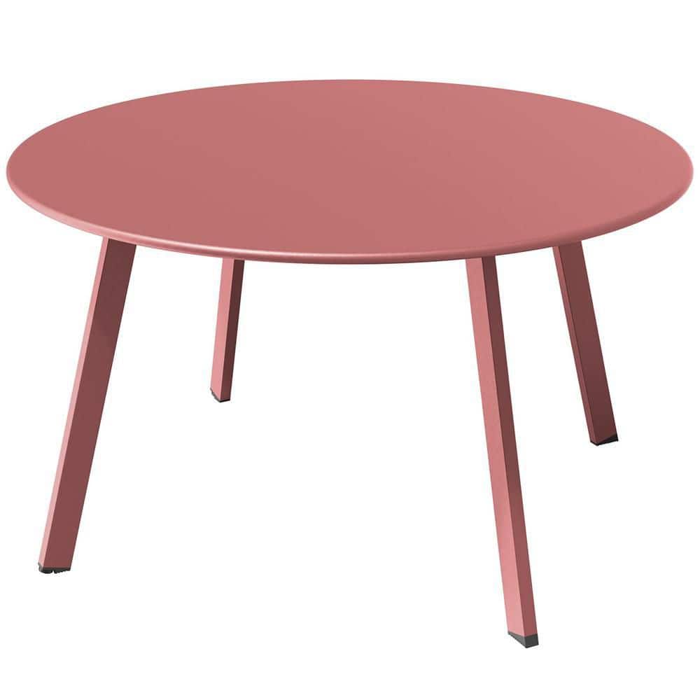 Rose Dawn Round Steel Patio Coffee Table, Weather Resistant Outdoor Large S