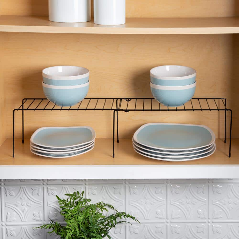 Black Steel Expandable Kitchen Pantry Organizer Shelf