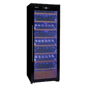 248-Bottle Single Zone Wine Cellar Cooling Unit with Right Hinge Black Glass Door and Display Shelving
