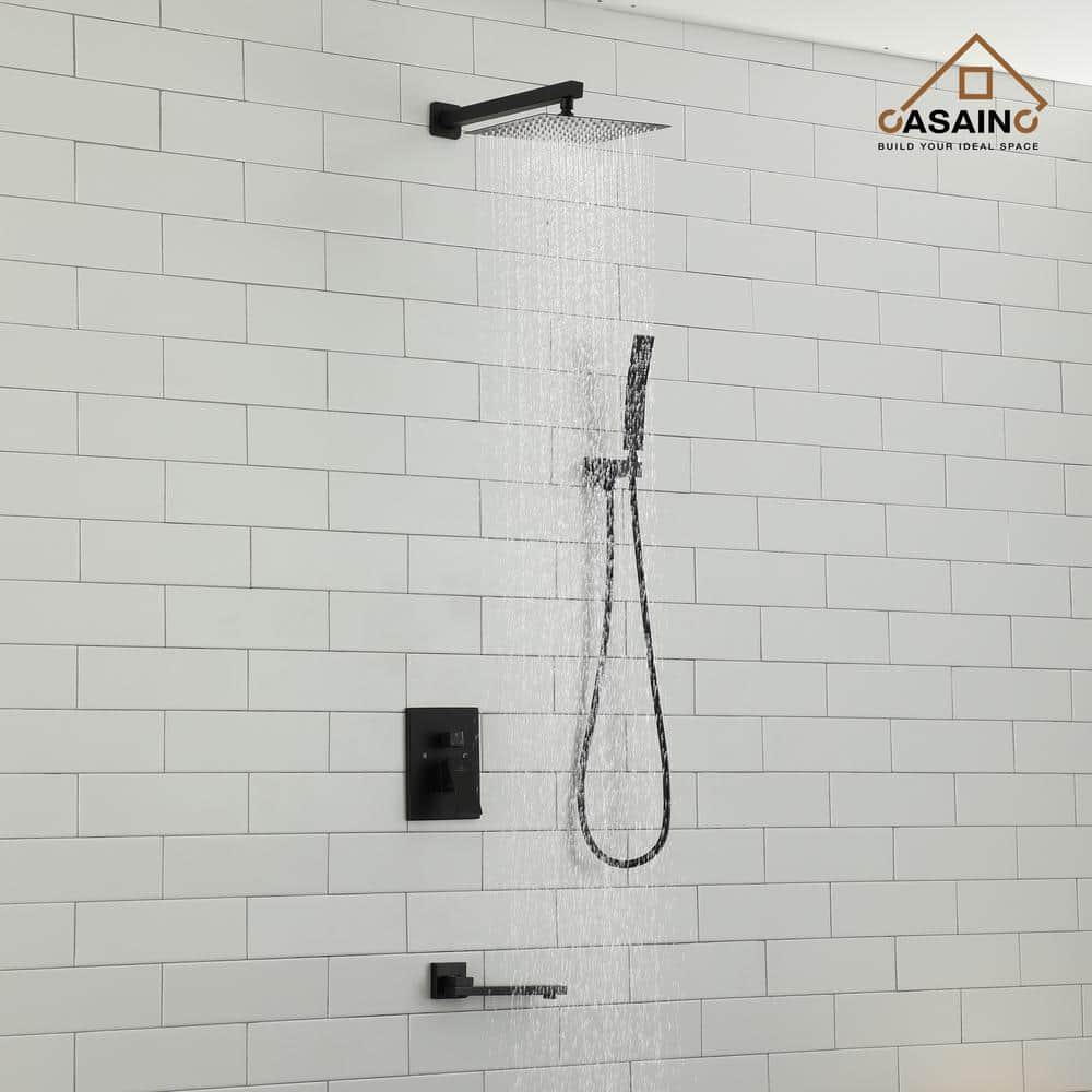 Matte Black Large Square Dual Rain Shower System