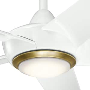 Kapono 52 in. Indoor White Downrod Mount Ceiling Fan with Integrated LED with Remote Control Included