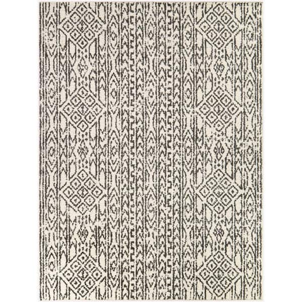 Veiser Beige/Black 5 ft. x 7 ft. Moroccan Diamond Area Rug