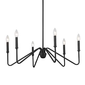 Kennedy 6-Light Natural Black Chandelier for Living Room with No Bulbs Included