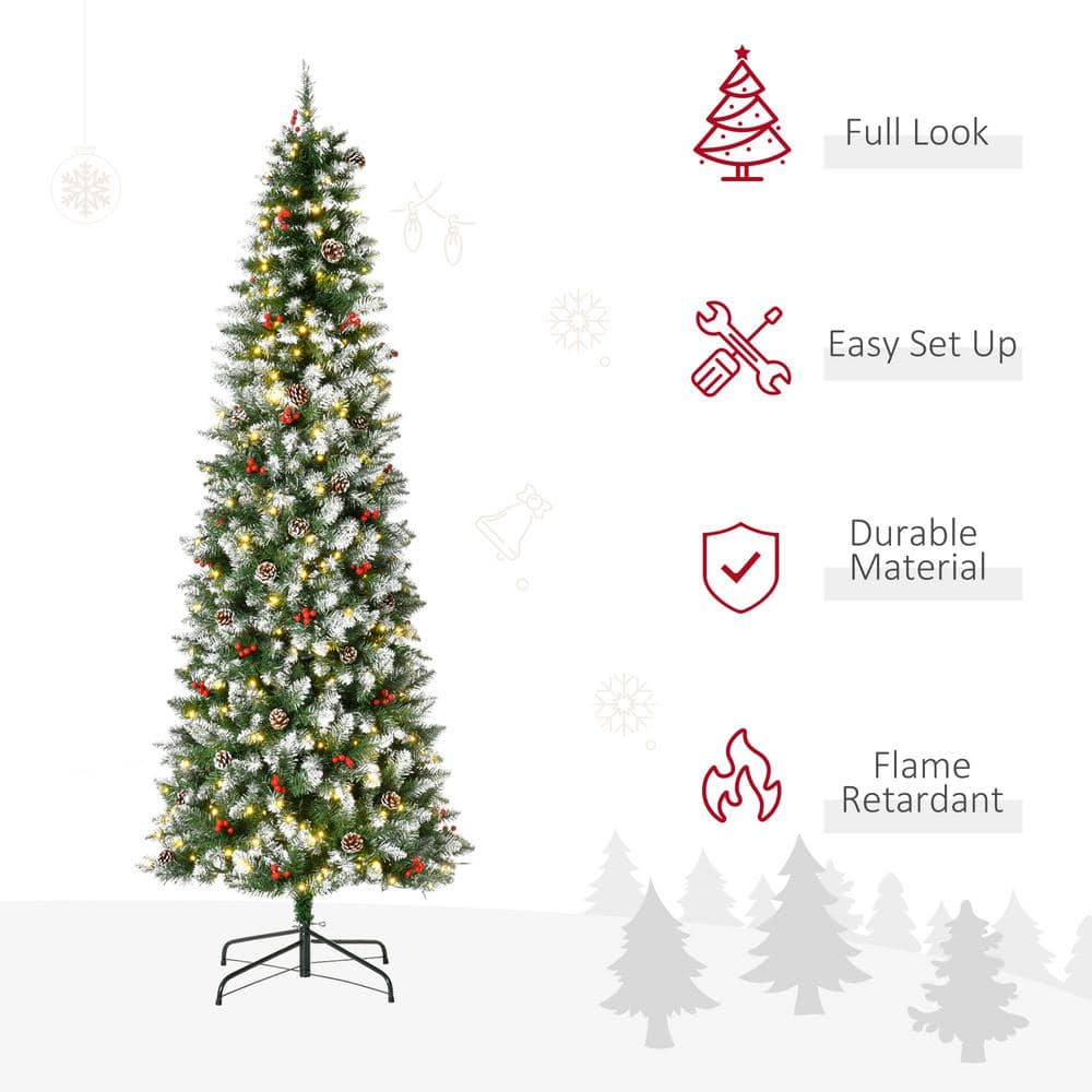 7.5 ft Snow-Dipped Pine Artificial Christmas Tree with LED Lights