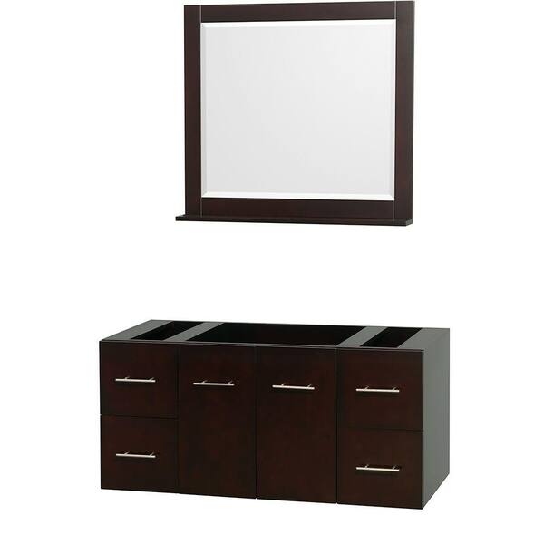 Wyndham Collection Centra 47 in. Vanity Cabinet with Mirror in Espresso