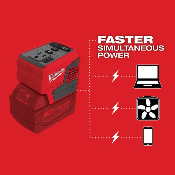Milwaukee - M18 18-Volt 175-Watt Lithium-Ion Powered Compact Inverter with 5.0 Ah Battery
