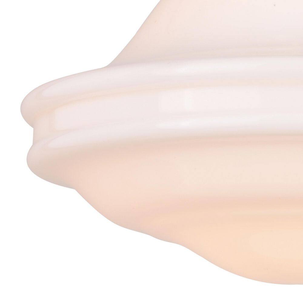 Huntley 12" Natural Brass and White Glass Semi-Flush Ceiling Light