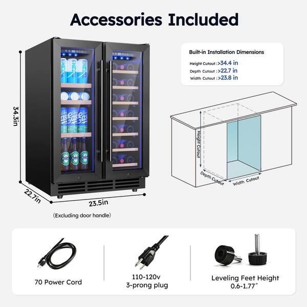 SIMZLIFE 24 in. Dual Zone 21-Bottles and 88-Cans Freestanding