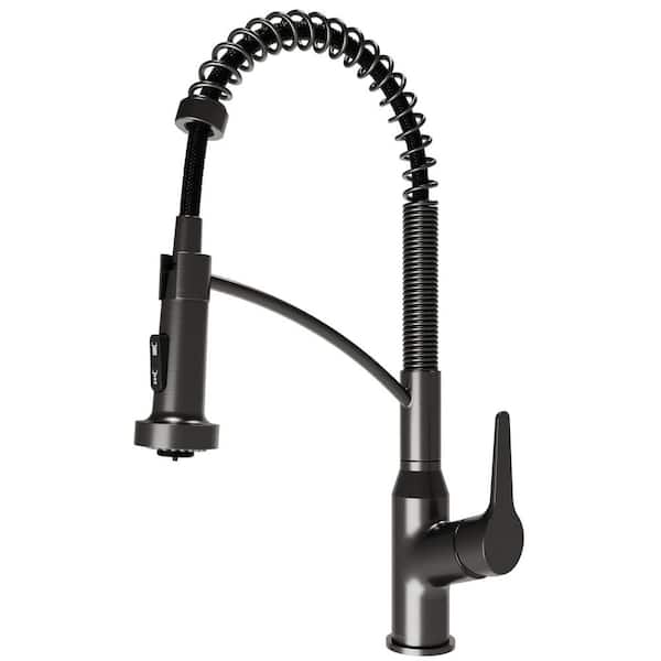 Scottsdale Single Handle Pull Down Sprayer Kitchen Faucet in Spot-Free Gunmetal Grey