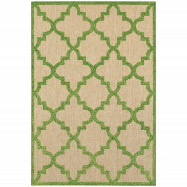 Green 8 ft. x 11 ft. Loomed Polypropylene Rectangle Indoor/Outdoor Area Rug