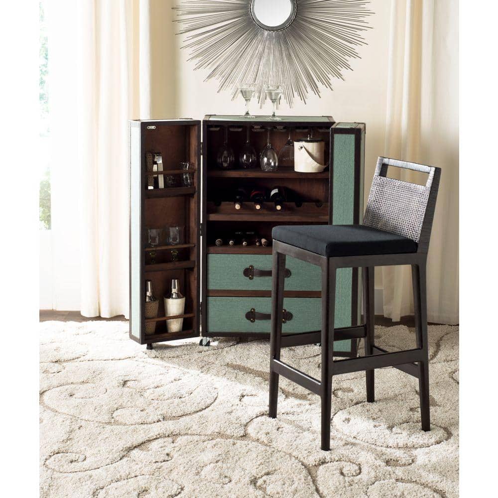 Maldives Inspired Transitional Black Bar Stool with Acrylic Cushion