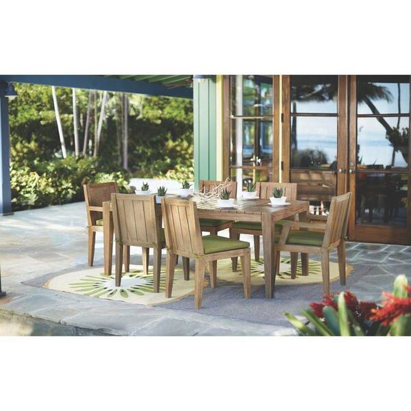 Home Decorators Collection Bermuda 7-Piece All Weather Eucalyptus Wood Patio Dining Set with Kiwi Fabric Cushions