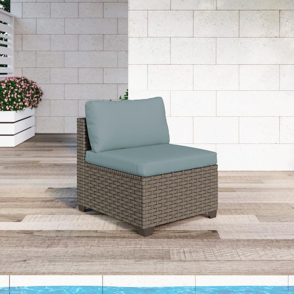 TK CLASSICS Keys Metal Outdoor Sectional with Sky Blue Cushions