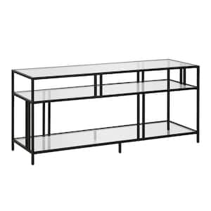 Cortland 55 in. Blackened Bronze TV Stand with Glass Shelves
