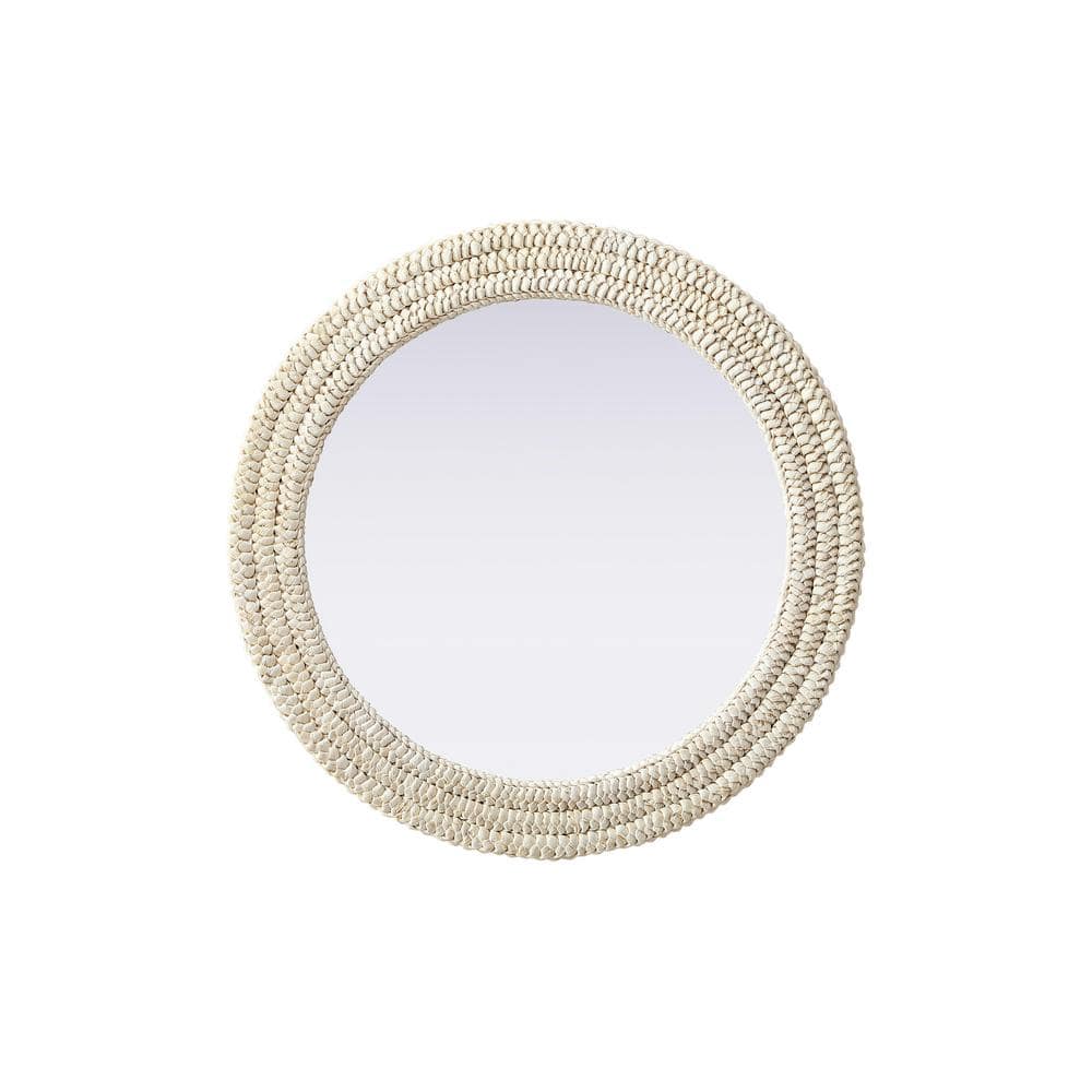Timeless Home Linen White 30 in. W x 30 in. H Cornhusk Wall Mirror
