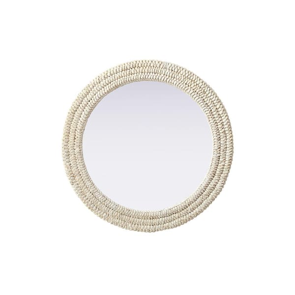 Unbranded Timeless Home Linen White 30 in. W x 30 in. H Cornhusk Wall Mirror