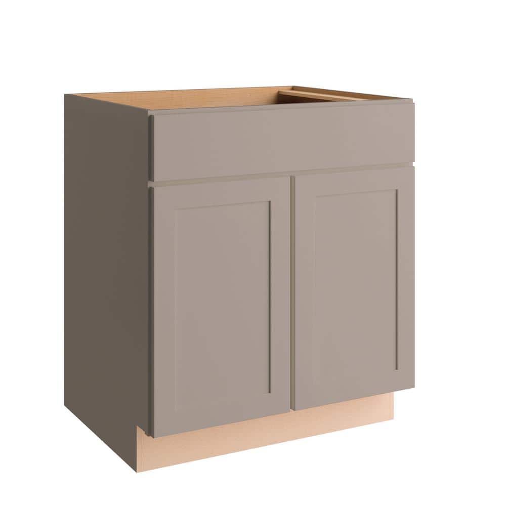 Hampton Bay Courtland 30 in. W x 24 in. D x 34.5 in. H Assembled Shaker Sink Base Kitchen Cabinet in Sterling Gray -  SB30-CSG
