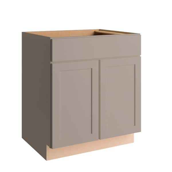 Hampton Bay Courtland 30 in. W x 24 in. D x 34.5 in. H Assembled Shaker Sink Base Kitchen Cabinet in Sterling Gray