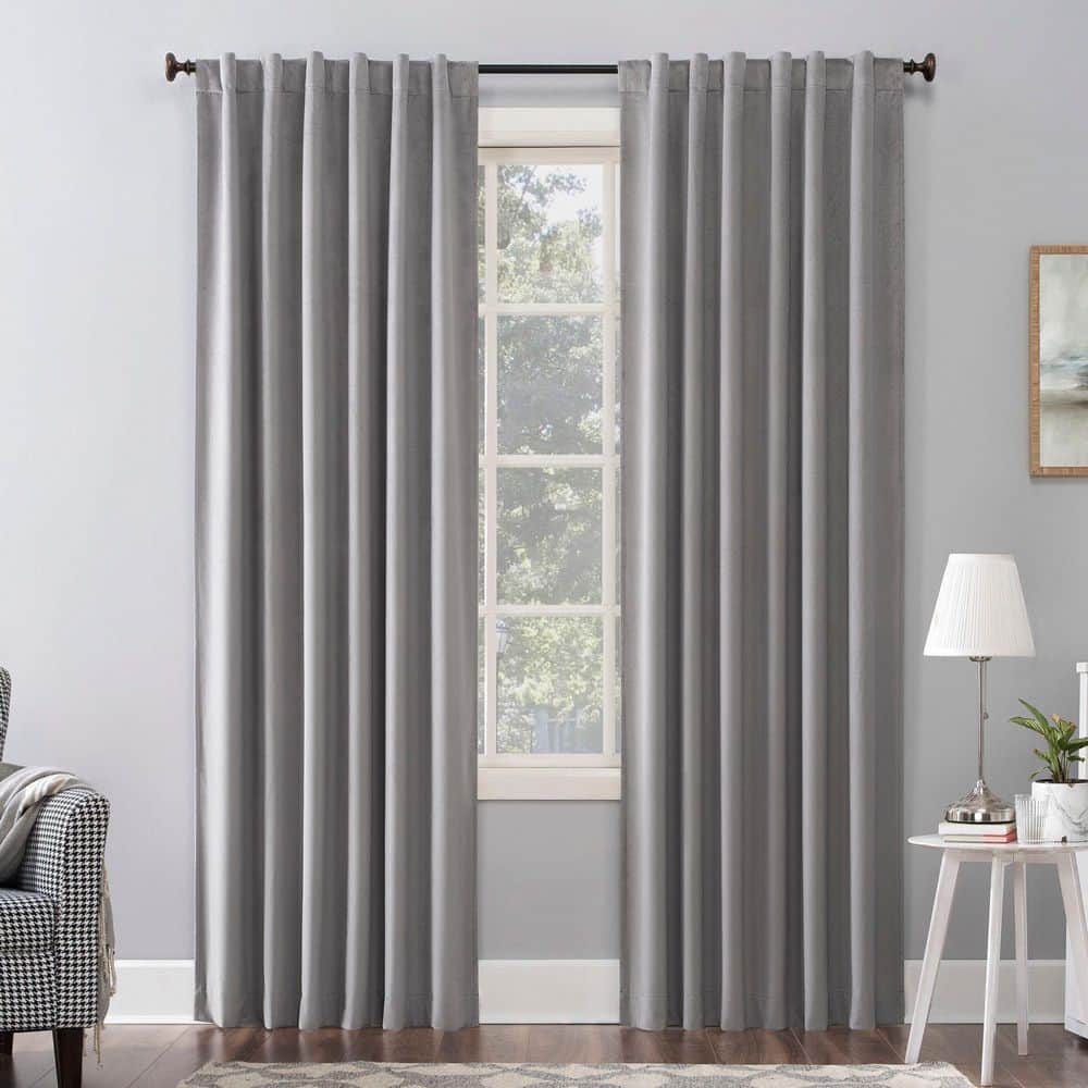 Amherst Velvet Noise Reducing Thermal Gray Polyester 50 in. W x 108 in. L Blackout Curtain Double Panel price history on PriceWatchPro