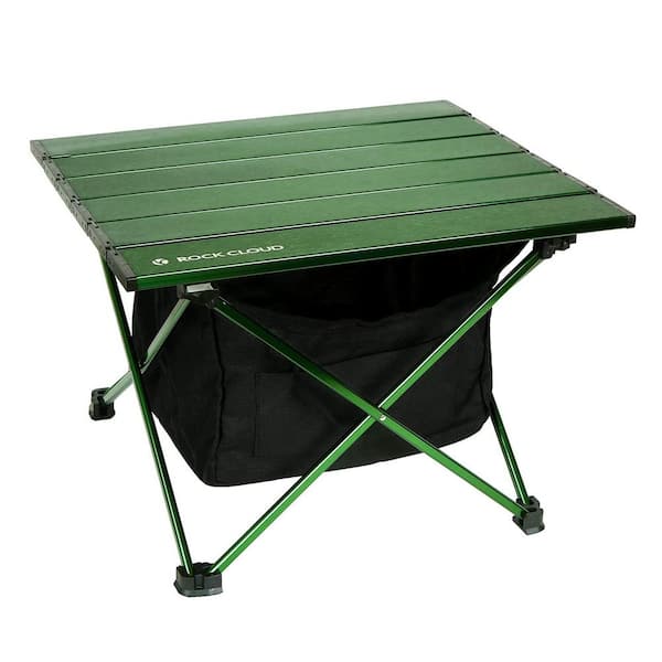 Unbranded Portable Camping 14 in. Green Rectangle Aluminum Picnic Tables Seats 2 People with Storage Bag