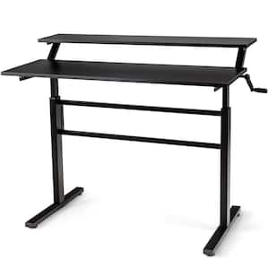 47 in. Black Adjustable Sit to Stand Workstation with Monitor Shelf